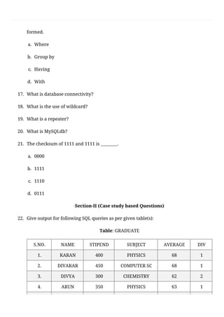 CBSE Class 12 Computer Science(083) Sample Question Paper 2020-21
