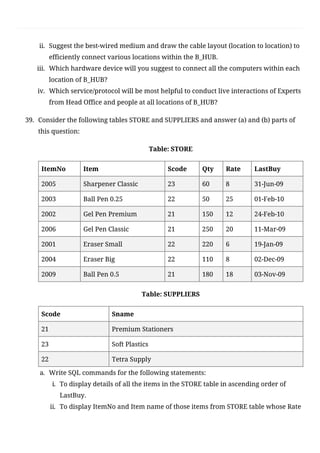 CBSE Class 12 Computer Science(083) Sample Question Paper 2020-21