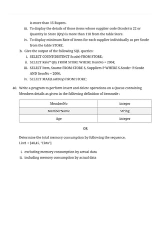 CBSE Class 12 Computer Science(083) Sample Question Paper 2020-21