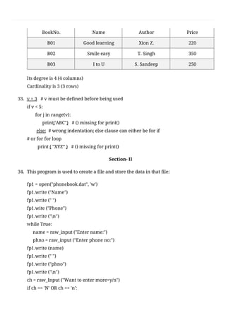 CBSE Class 12 Computer Science(083) Sample Question Paper 2020-21