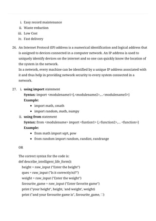CBSE Class 12 Computer Science(083) Sample Question Paper 2020-21