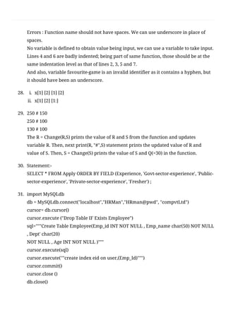 CBSE Class 12 Computer Science(083) Sample Question Paper 2020-21