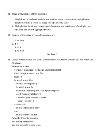 CBSE Class 12 Computer Science(083) Sample Question Paper 2020-21