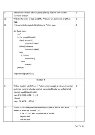 CBSE Class 12 Computer Science(083) Sample Question Paper 2020-21