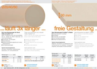 Erweiterung | iglidur®-Halbzeuge | Dauerläufer | Rundstab iglidur® J3 
Extension | iglidur® bar stocks | Endurance Runner | round material iglidur® J3 
30 mm 
Ø20/40/60 
... läuft 3x länger ... freie Gestaltung ... 
Drei neue Abmessungen für Rund-stäbe 
aus iglidur® J3 
iglidur® J3-Halbzeug mit sehr hoher Verschleißfestig-keit 
bei niedrigen bis mittleren Belastungen und 
hohen Geschwindigkeiten. 
Schmiermittel- und wartungsfrei 
Geringe Reibwerte 
Niedrige Verschleißwerte gegenüber den meisten 
Gegenlaufpartnern 
Gute Medienbeständigkeit 
Typische Anwendungsbereiche: 
Automation, Druckindustrie, Getränkeindustrie, 
Glasindustrie, Luft- und Raumfahrttechnik 
Abmessungen Dimensions [mm] 
Bestellnummer Längen 
Part Number Ø Length 
SFRJ3-2000 New 20 100 - 1000* 
SFRJ3-3000 30 100 - 1000* 
SFRJ3-4000 New 40 100 - 1000* 
Lieferbar Available 
ab Lager from stock 
Three new dimensions for ar stocks 
made of iglidur® J3 
iglidur® J3 bar stock with increased wear resistance 
at low to medium loads and high speeds. 
Lubricant- and maintenance-free 
Low coefficient of friction 
Low wear values with most of the matching 
surfaces 
Good liquid media resistance 
Typical application areas: 
Automation, printing industry, beverage technology, 
glass industry, aerospace engineering 
Bestellnummer Längen 
Part Number Ø Length 
SFRJ3-6000 New 60 100 - 1000* 
*Länge in mm von 100 bis 1000, abgestuft in 100 mm-Schritten 
Length in mm from 100 to 1000 graduated in 100 mm steps 
www.igus.de/halbzeuge 
www.igus.eu/barstock 
Erweiterung | iglidur®-Halbzeuge | Plattenmaterial iglidur® J 
Extension | iglidur® bar stock | plate material iglidur® J 
Neue Abmessungen für iglidur® J-Platten 
Niedrige Reibwerte im Trockenlauf 
Verschleißfest 
Schmiermittel- und wartungsfrei 
Gute Chemikalienbeständigkeit 
Niedrige Feuchtigkeitsaufnahme 
Typische Anwendungsbereiche: 
Gleitbahnen, Führungsrohre in der Medizintechnik sowie 
bei Baumaschinen und Ladekränen, Prototypenbau, 
Anlagenbau, Vorrichtungsbau, Sondermaschinenbau 
New dimensions for iglidur® J plates 
Low coefficients of friction while running dry 
Wear resistant 
Lubricant- and maintenance-free 
Good chemical resistance 
Low moisture absorption 
Typical application areas: 
Slideways, guiding tubes for medical technology, 
construction machines and loading crane, prototype 
construction, plant engineering, special machines 
construction 
Abmessungen Dimensions [mm] 
Bestellnummer Material- Abmaße 
Part Number stärke dimensions 
thickness [L x B] 
SFPJ-30-1000-610 New 30 1000x610 
SFPJ-30-500-610 New 30 500x610 
SFPJ-30-500-300 New 30 500x300 
SFPJ-40-1000-610 40 1000x610 
Lieferbar Available 
ab Lager from stock 
Bestellnummer Material- Abmaße 
Part Number stärke dimensions 
thickness [L x B] 
SFPJ-40-500-610 40 500x610 
SFPJ-40-500-300 40 500x300 
www.igus.de/iglidur-platte 
www.igus.eu/iglidur-plate 
22 igus® Herbstnews 2014...3D-CAD, Konfiguratoren und mehr: www.igus.de/news... igus® autumn news 2014... 3D-CAD, configurators and more: www.igus.eu/news... 23 
 