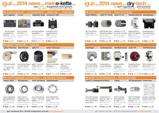e-kettensysteme® ... e-chainsystems® ... readychain® ... readycable® 
igus®-magsnap e-rover readychain® speed conprotect®-USB 
... hält die e-kette® 
in vorgegebener 
Richtung ... holds 
the e-chain® in men-tioned 
direction 
igus® Kupplung 
für RTG‘s igus® 
coupling for RTG‘s: 
e-rover 
Die erste steckbare 
Energiekette The 
first plug-in energy 
chain®: 
readychain® speed 
conprotect® Buch-senausführung 
für 
USB conprotect® 
socket connector 
for USB 
Seite page 4 Seite page 6 ab S. from p. 8 Seite page 12 
iglidur® Werkstoffe ... materials 
iglidur®-Tribo-Tape Tribo-Filament iglidur® X iglidur®-Halbzeuge 
Hochverschleißfest 
Highly wear-resis-tant: 
iglidur® Tribo- 
Tape V400 
Neue Abmessungen 
für Tribo-Filament 
l180 new dimensi-ons 
for tribo filament 
l180 
iglidur® X bis Durch-messer 
120 mm 
iglidur® X up to 
diameter 120 mm 
Neue Abmessungen 
Halbzeuge new 
dimensions for bar 
stocks 
iglidur® J-Rohre 
in größeren 
Durchmessern 
iglidur® J tubes with 
larger diameters 
Seite page 14 Seite page 16 Seite page 18 ab S. from p. 20 Seite page 24 
xiros® Kugellager und Varianten ... ball bearing variations 
xirodur® G220 62er Baureihe xiros® mit Flansch Axiallaufscheibe 
neuer, kostengünsti-ger 
Kugellagerwerk-stoff 
new cost-effec-tive 
material for ball 
bearings 
xiros® Polymer-kugellager 
in zwei 
neuen Größen xiros® 
polymer ball bearing 
in two new sizes 
xiros®-Neue Abmes-sungen 
– Flanschku-gellager 
xiros® new 
sizes – flange ball 
bearings 
xiros® Axiallaufschei-be 
aus Plastik – neue 
Größen 
xiros® axial disc made 
of plastic – new sizes 
Seite page 26 Seite page 27 Seite page 28 Seite page 29 
drylin®-Lineartechnik ... linear technology 
drylin® ZLW Eco drylin® R – RJ4JP drylin® R – E7 Edelstahl Größe 25 Abdeckkappen 
Neue Zahnriemen-achsen- 
Serie new 
tooth belt axes: ZLW 
Eco 
Vollkunststoff Japan- 
Standard aus iglidur® 
J4 solid plastic 
bearing with japan 
standard dimensions 
Gleitfolien E7 in Ø 
50 und 60 mm liners 
made from iglidur® 
E7 in Ø50, 60 mm 
Edelstahlführung 
drylin® W in Baugrö-ße 
25 drylin® W 
stainless steel guide 
system in size 25 
Abdeckkappen für 
Hochprofilschienen 
cover caps for high 
profile rails 
Seite page 30 Seite page 32 Seite page 33 Seite page 34 Seite page 35 
Hybridlager Tandemgehäuse Handklemmungen drylin® SD SLW Messsystem 
Zwei neue Größen 
für Doppel-Hybridla-ger 
two new dimen-sions 
for double 
hybrid bearings 
Tandemgehäuse 
in neuer Baugröße 
tandem housing in 
new size 
Neue Handklem-mungen 
für 
drylin® W / N 
new manual clamps 
for drylin® W / N 
Trapezgewindemut-tern 
aus iglidur® R 
Trapezoidal lead 
screw nut made of 
iglidur® R 
SLW Linearachse mit 
Messsystem SLW 
linear axis with digital 
measuring system 
Seite page 36 Seite page 38 Seite page 40 ab S. from p. 42 Seite page 46 
drylin® E-Antriebstechnik ... drive technology 
drylin® E – Linearachsen mit Motor Portale DC-Getriebemotor Online-Tools 
SHTC-08 Linearach-se 
mit Spindelmotor 
linear axis with lead 
screw motor 
Linearachsen mit 
Motor ab Lager - 6 
Größen linear axes 
with motor from 
stock - 6 sizes 
drylin® E-Portale, 
vorkonfektioniert 
ab Lager drylin® E 
portals, assembled 
from stock 
drylin® DC-Getriebe-motor 
-höhere Per-formance 
drylin® DC 
gear motor with new 
level of performance 
Auswahl, Lebensdau-erberechnung 
& CAD 
Selection, service life 
calculation & CAD 
Seite page 48 Seite page 50 Seite page 52 Seite page 54 Seite page 55 
... 2014 news ... meine-kette... 
meine-kette ... Energieführen leicht gemacht 
the-chain ... moving energy made easy 
... 2014 news ... dry-tech®... 
dry-tech® Lagertechnik ... nicht schmieren 
dry-tech® bearings ... don’t lubricate 
2 igus® Herbstnews 2014...3D-CAD, Konfiguratoren und mehr: www.igus.de/news... igus® autumn news 2014... 3D-CAD, configurators and more: www.igus.eu/news... 3 
 