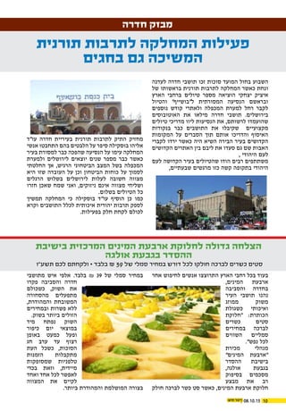 1008.10.15
‫חדרה‬ ‫מבזק‬
‫לעדנה‬ ‫חדרה‬ ‫תושבי‬ ‫זכו‬ ‫סוכות‬ ‫המועד‬ ‫בחול‬ ‫השבוע‬
‫של‬ ‫בראשותו‬ ‫תורנית‬ ‫לתרבות‬ ‫המחלקה‬ ‫כאשר‬ ‫ונחת‬
‫הארץ‬ ‫ברחבי‬ ‫טיולים‬ ‫מספר‬ ‫הוציאה‬ ‫יצחקי‬ ‫איציק‬
‫והטיול‬ "‫ל"בושייף‬ ‫המסורתית‬ ‫הנסיעה‬ ‫ובראשם‬
‫נוספים‬ ‫קודש‬ ‫ולאתרי‬ ‫המכפלה‬ ‫למערת‬ ‫רחל‬ ‫לקבר‬
‫האוטובוסים‬ ‫את‬ ‫מילאו‬ ‫חדרה‬ ‫תושבי‬ .‫בירושלים‬
‫טיולים‬ ‫מדריכי‬ ‫ליוו‬ ‫הנסיעות‬ ‫את‬ ,‫לרשותם‬ ‫שהועמדו‬
‫בנקודות‬ ‫כבר‬ ‫התושבים‬ ‫את‬ ‫שקיבלו‬ ‫מקצועיים‬
‫המקומות‬ ‫על‬ ‫הסברים‬ ‫תוך‬ ‫אותם‬ ‫והדריכו‬ ‫האיסוף‬
‫לקברי‬ ‫ירדו‬ ‫כאשר‬ ‫היה‬ ‫השיא‬ ‫הבירה‬ ‫בעיר‬ ‫הקדושים‬
‫הקדושים‬ ‫האתרים‬ ‫בין‬ ‫ליבם‬ ‫את‬ ‫סעדו‬ ‫גם‬ ‫שם‬ ‫האבות‬
, ‫היהודי‬ ‫לעם‬
‫לעם‬ ‫הקדושה‬ ‫בעיר‬ ‫שהטיולים‬ ‫הודו‬ ‫רבים‬ ‫משתתפים‬
,‫שבעתיים‬ ‫מרגשים‬ ‫כזו‬ ‫קשה‬ ‫בתקופה‬ ‫היהודי‬
‫עו"ד‬ ‫חדרה‬ ‫בעיריית‬ ‫תורנית‬ ‫לתרבות‬ ‫התיק‬ ‫מחזיק‬
‫אנשי‬ ‫התחבטו‬ ‫בהם‬ ‫הלבטים‬ ‫על‬ ‫סיפר‬ ‫בוסקילה‬ ‫אליהו‬
‫בעיר‬ ‫למסורת‬ ‫כבר‬ ‫שהפכה‬ ‫הנסיעה‬ ‫על‬ ‫עימו‬ ‫המחלקה‬
‫ולמערת‬ ‫לירושלים‬ ‫יוצאים‬ ‫שנים‬ ‫מספר‬ ‫כבר‬ ‫כאשר‬
‫החלטתי‬ ‫אך‬ ,‫הרגיש‬ ‫הביטחוני‬ ‫המצב‬ ‫בשל‬ ‫המכפלה‬
‫היא‬ ‫שזו‬ ‫העובדה‬ ‫על‬ ‫וכן‬ ‫הביטחון‬ ‫כוחות‬ ‫על‬ ‫לסמוך‬
‫הרגלים‬ ‫בשלוש‬ ‫לירושלים‬ ‫לעלות‬ ‫חשובה‬ ‫מצווה‬
‫חזרו‬ ‫שאכן‬ ‫שמח‬ ‫ואני‬ ,‫ניזוקים‬ ‫אינם‬ ‫מצווה‬ ‫ושליחי‬
.‫בשלום‬ ‫הטיולים‬ ‫כל‬
‫תמשיך‬ ‫המחלקה‬ ‫כי‬ ‫בוסקילה‬ ‫עו"ד‬ ‫הוסיף‬ ‫כן‬ ‫כמו‬
‫וקרא‬ ‫התושבים‬ ‫לכלל‬ ‫איכותית‬ ‫יהודית‬ ‫תרבות‬ ‫לספק‬
.‫בפעילות‬ ‫חלק‬ ‫לקחת‬ ‫לכולם‬
‫תורנית‬ ‫לתרבות‬ ‫המחלקה‬ ‫פעילות‬
‫בחגים‬ ‫גם‬ ‫המשיכה‬
‫אחר‬ ‫לחיפוש‬ ‫אנשים‬ ‫התרוצצו‬ ‫הארץ‬ ‫רחבי‬ ‫בכל‬ ‫בעוד‬
,‫המינים‬ ‫ארבעת‬
‫והסביבה‬ ‫בחדרה‬
‫העיר‬ ‫תושבי‬ ‫נהנו‬
‫ממוזג‬ ‫משוק‬
‫כשגולת‬ ‫ואיכותי‬
‫"חלוקת‬ :‫הכותרת‬
‫כשרים‬ ‫סטים‬
‫במחירים‬ ‫לברכה‬
‫השווים‬ ‫סמליים‬
."‫נפש‬ ‫לכל‬
‫מכירת‬ ‫מנהלי‬
"‫המינים‬ ‫"ארבעת‬
‫ההסדר‬ ‫בישיבת‬
,‫אולגה‬ ‫בגבעת‬
‫בסיפוק‬ ‫מסכמים‬
‫מבצע‬ ‫את‬ ‫רב‬
‫חולק‬ ‫לברכה‬ ‫כשר‬ ‫סט‬ ‫כאשר‬ ,‫המינים‬ ‫ארבעת‬ ‫חלוקת‬
‫מתושבי‬ ‫איש‬ ‫אלפי‬ .‫בלבד‬ ₪ 39 ‫של‬ ‫סמלי‬ ‫במחיר‬
‫פקדו‬ ‫והסביבה‬ ‫חדרה‬
‫כשכולם‬ ,‫השוק‬ ‫את‬
‫מהסחורה‬ ‫מתפעלים‬
,‫והמהודרת‬ ‫המשובחת‬
‫ובמחירים‬ ‫פשרות‬ ‫ללא‬
.‫בשוק‬ ‫ביותר‬ ‫הזולים‬
‫מיד‬ ‫נפתח‬ ‫השוק‬
‫כיפור‬ ‫יום‬ ‫במוצאי‬
‫באופן‬ ‫כמעט‬ ‫ופעל‬
‫חג‬ ‫ערב‬ ‫עד‬ ‫רצוף‬
‫העת‬ ‫כשכל‬ ,‫הסוכות‬
‫הזמנות‬ ‫מתקבלות‬
‫שמסופקות‬ ‫טלפניות‬
‫בכדי‬ ‫וזאת‬ ,‫מיידית‬
‫ואחד‬ ‫אחד‬ ‫לכל‬ ‫לאפשר‬
‫המצווה‬ ‫את‬ ‫לקיים‬
.‫ביותר‬ ‫והמהודרת‬ ‫המושלמת‬ ‫בצורה‬
‫בישיבת‬ ‫המרכזית‬ ‫המינים‬ ‫ארבעת‬ ‫לחלוקת‬ ‫גדולה‬ ‫הצלחה‬
‫אולגה‬ ‫בגבעת‬ ‫ההסדר‬
‫תשע"ו‬ ‫לכם‬ ‫ולקחתם‬ • ‫בלבד‬ ₪ 39 ‫של‬ ‫סמלי‬ ‫במחיר‬ ‫דורש‬ ‫לכל‬ ‫חולקו‬ ‫לברכה‬ ‫כשרים‬ ‫סטים‬
 