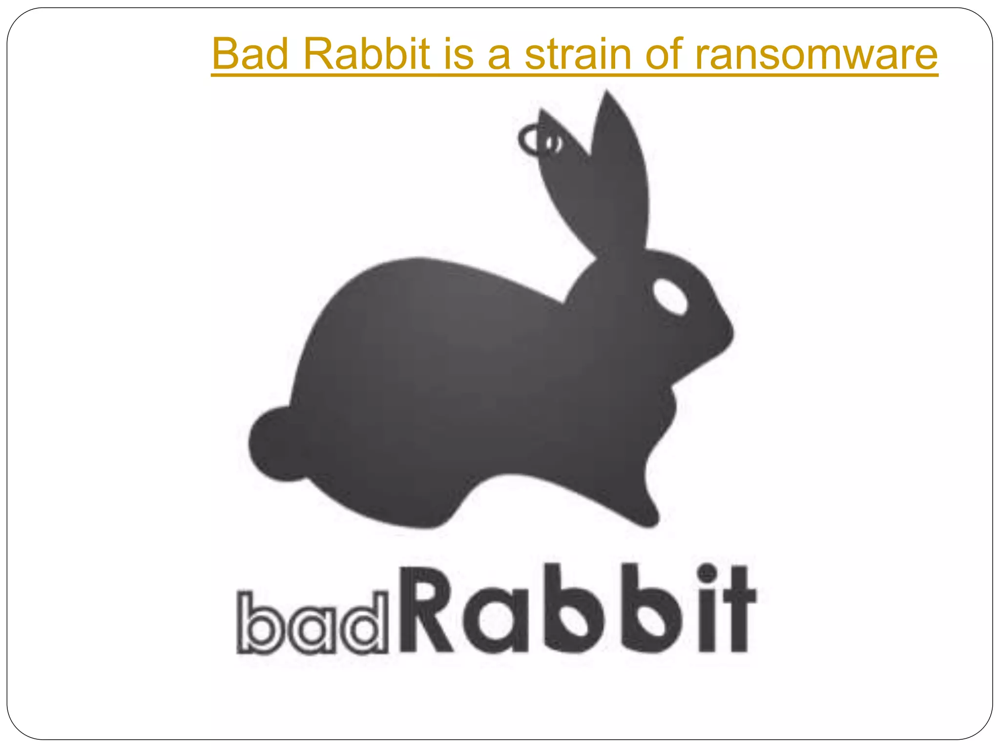 Bad Rabbit is a strain of ransomware
 