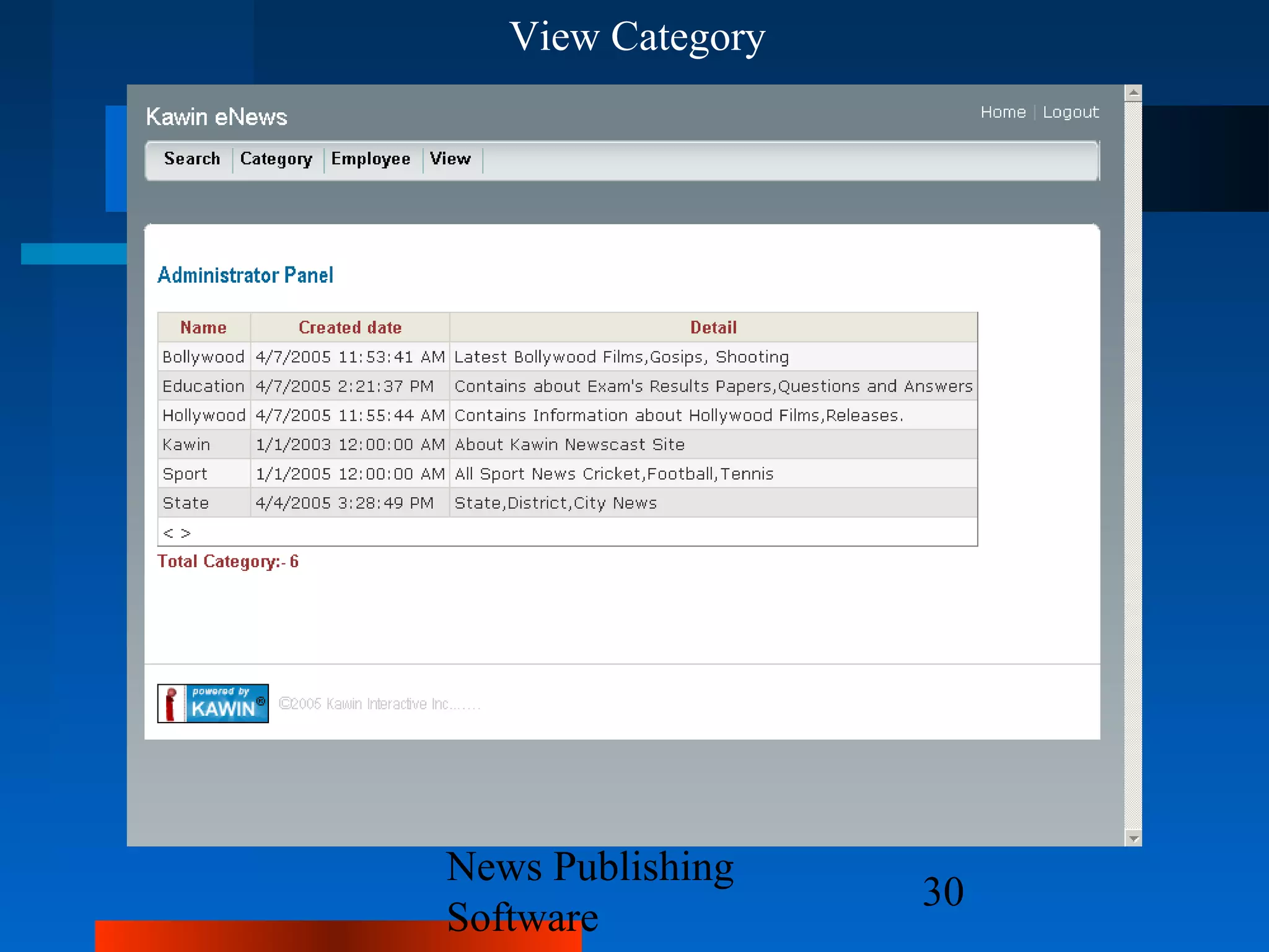 View Category




News Publishing
                   30
Software
 