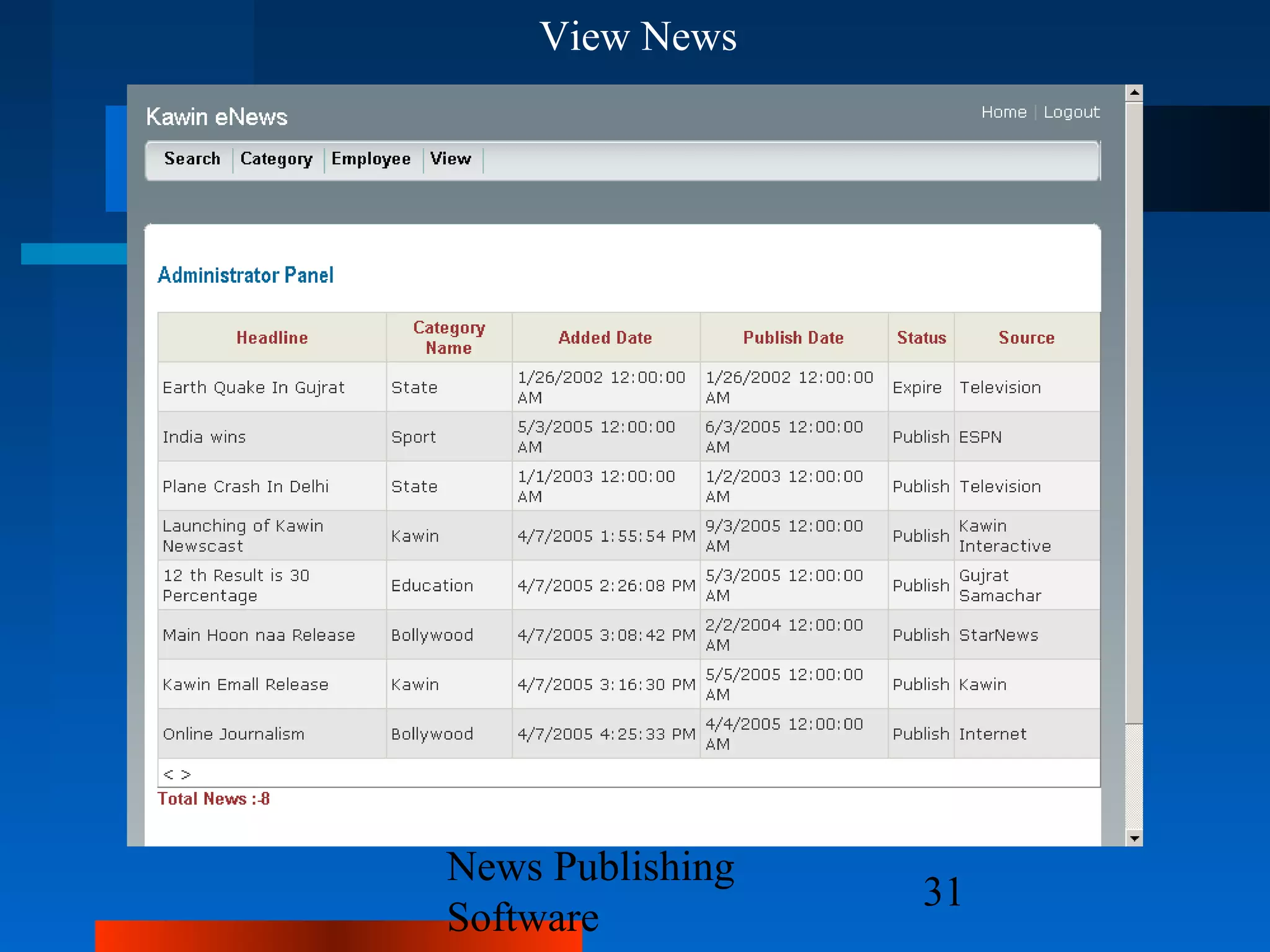 View News




News Publishing
                  31
Software
 