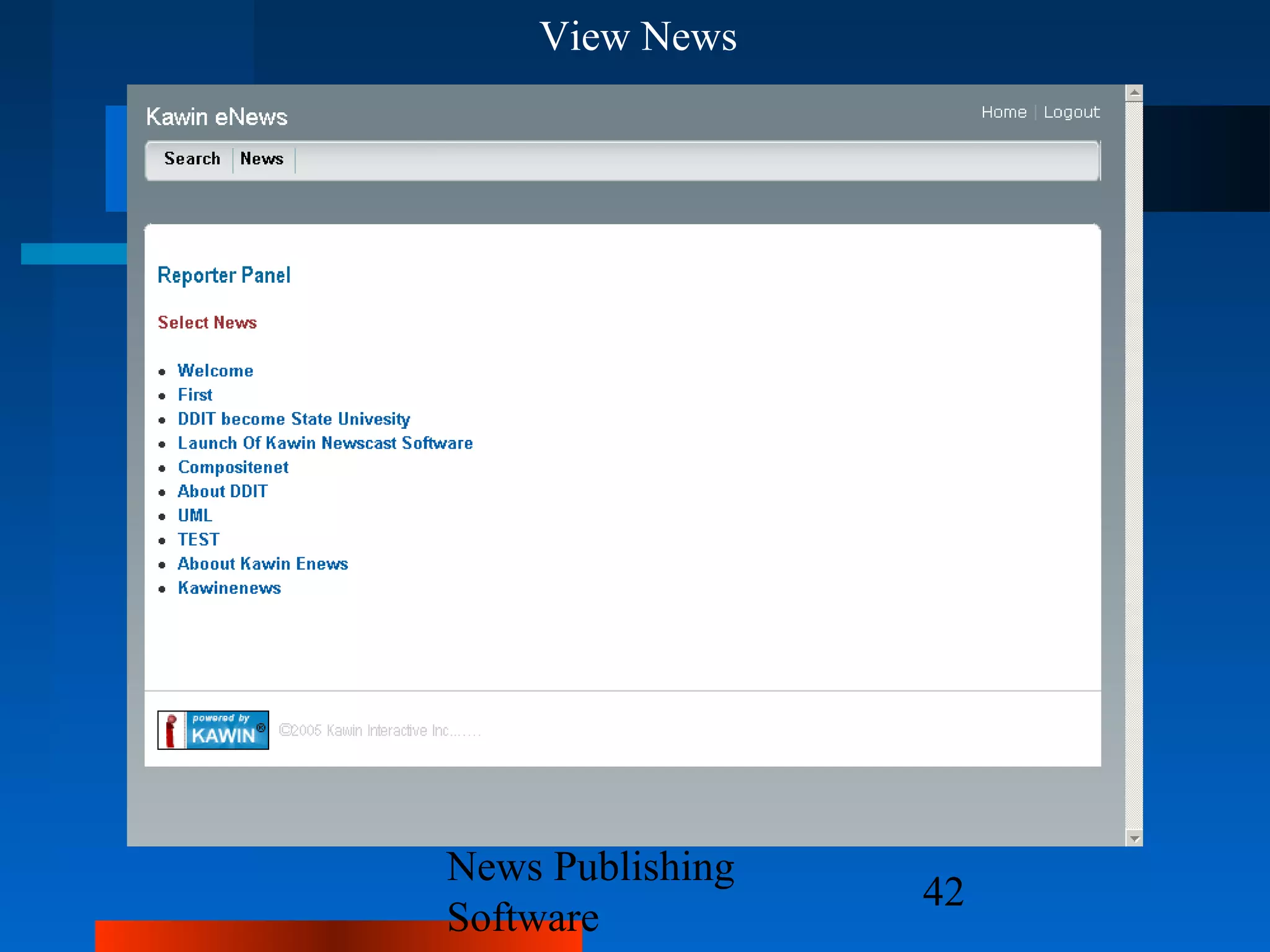 View News




News Publishing
                  42
Software
 