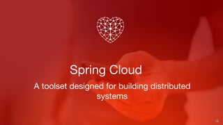 Spring Cloud
18
A toolset designed for building distributed
systems
 