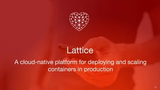 Lattice
24
A cloud-native platform for deploying and scaling
containers in production
 