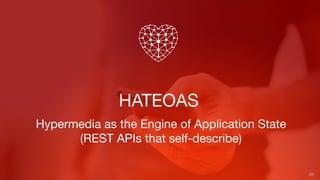 HATEOAS
28
Hypermedia as the Engine of Application State
(REST APIs that self-describe)
 