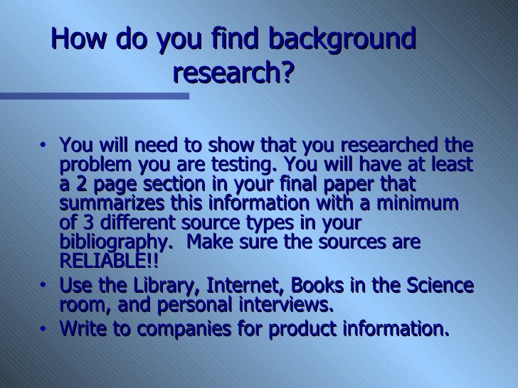 Do background research paper science fair