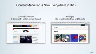 Content Marketing is Now Everywhere in B2B
Adobe’s CMO.com
2 Editors / $1 Million Annual Budget
Nanagins
Big Investment in...