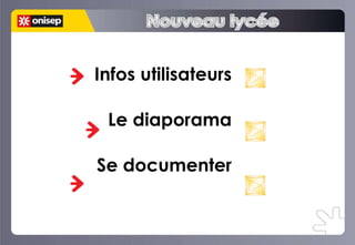 Infos utilisateurs Le diaporama Se documenter Nouveau lycée Nouveau lycée 