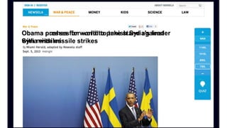 Obama pushes for world to punish Syria's leader
with missiles
Obama presses for world to take stand against
Syria with missile strikes
 
