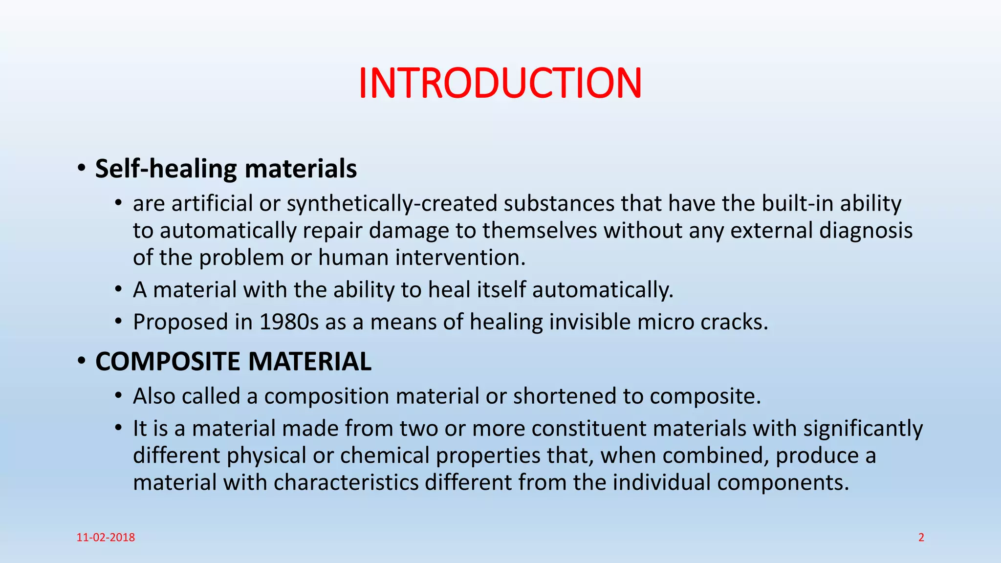 Self healing of Composite material | PPTX