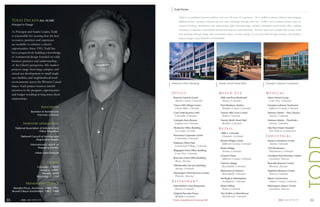 Todd Decker

                                                         Todd is an qualiﬁed, licensed architect with over 20-years of experience. He is skilled at project delivery and program
     Todd Decker AIA, NCARB                              implementation, starting at project kick-off and continuing through close-out. Todd’s career includes project types in;
     Principal in Charge                                 aviation, banking, distribution and warehousing, light manufacturing, medical, municipal, professional ofﬁce, parking
                                                         structures, restaurants, retail, theater and performing arts, and technology. Project experiences include; full services from
     As Principal and Studio Leader, Todd
                                                         land planning through design and construction phase services, design of core-and-shell through interiors, and includes
     is responsible for assuring that the best
                                                         project budgets from $50,000 to $75,000,000.
     resources, practices and experience
     are available to enhance a client’s
     opportunities. Since 1991, Todd has
     been progressively building a knowledge
     of commercial design founded on solid
     business practices and understanding
     of the Client’s perspective. His studio’s
     projects range from large, campus, and
     mixed-use development to small single
     user facilities and neighborhood retail
     environments across the Western United       Peakview Office Building                       Twenty Ninth Street Mall                        Exempla Lutheran Southwest
     States. Each project receives careful
     attention to the program, opportunities
     and budget resulting in long-term client     Office                                         Mixed-Use                                       Medical
     relationships.                                 Brannan Sand & Gravel                          40th and Pena Boulevard                         Arbor Dental Group
                                                     Adams County, Colorado                          Aurora, Colorado                                Lone Tree, Colorado
                                                    Cherry Hills Village Center                    Park Meadows Station                            Exempla Lutheran Southwest
                                Education            Cherry Hills, Colorado                          Douglas County, Colorado                        Jefferson County, Colorado
                      Bachelor of Architecture      Coal Creek Business Park                       Twenty Mile Town Center                         Veterans Admin. - Poly Trauma
                          University of Detroit      Loiusville, Colorado                            Parker, Colorado                                Aurora, Colorado
                                                    Colorado Farm Bureau                           Twenty Ninth Street Mall                        Veterans Admin. - Prosthetics
               Industry affiliations                 Englewood, Colorado                             Boulder, Colorado                               Aurora, Colorado
        National Association of Industrial and      Montecito Office Building                    Retail                                            Yale New Haven Hospital*
                             Office Properties       Las Vegas, Nevada                                                                               New Haven, Connecticut
                                                                                                   1000 S. Colorado
             National Council of Architectural      Panorama Corporate Center                        Glendale, Colorado                          Industrial
                         Registration Boards         Centennial, Colorado
                                                                                                   Bowles Village Center                           Aurora Commerce Center
                                                    Peakview Office Park                             Jefferson County, Colorado                      Aurora, Colorado
                     International Council of
                                                     Greenwood Village, Colorado
                           Shopping Centers                                                        Bristol Village                                 CPS Distributors
                                                    Ridgegate Point Office Building                  Aurora, Colorado                                Westminster, Colorado
                           Urban Land Institute      Lone Tree, Colorado
                                                                                                   Chanson Plaza                                   Goodyear Point Business Center
                                                    Riverview Point Office Building                  Jefferson County, Colorado                      Goodyear, Arizona
                                                     Mesa, Arizona
                                    License                                                        Flatirons Village                               Riverside Business Center
                                                    TMA Benefits Services Building                   Broomfield, Colorado                            Phoenix, Arizona
                            Colorado: C-4922
                                                     Aurora, Colorado
                              Arizona: 45897                                                       Mainstreet at Flatirons                         Stapleton Business Center
                               Nevada: 6080         Washington Point Business Center                 Broomfield, Colorado                            Denver, Colorado
                            Wyoming: C-2350          Phoenix, Arizona
                                                                                                   Northglenn Marketplace                          Waste Connections
                                                  Restaurant                                         Northglenn, Colorado                            Adams County, Colorado
                 Previous experience
                                                    Katie Mullen’s Irish Restaurant                Parker Hilltop                                  Washington Airport Center
      Wendler/Pizzo, Architects: 1988 - 1991         Denver, Colorado                                Parker, Colorado                                Goodyear, Arizona
     Russell Gibson VonDohlen: 1987 - 1988
                                                    Original Pancake House                         The Outlets at Silverthorne
                                                     Multiple Locations                              Silverthorne, Colorado
35           SEM ARCHITECTS                       * Project completed prior to joining SEM                                                                    SEM ARCHITECTS             36
 