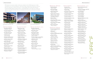 Office Environments                                                                                                                                                                                                                     Office Environments

        SEM Architects has an extensive portfolio of ofﬁce projects totaling more than 10,000,000 square feet. Our ofﬁce
        environments are one of the more critical types of spaces that we design as people spend more than 90% of their time                         Medical Office                         S p e c u l at i v e                S p e c u l at i v e        ( c o n t. )

        indoors and a large portion of their day in these spaces. Our ofﬁce buildings range from large ofﬁce park projects                           20 Mile Orthodontics                    76 Inverness Drive                  Riverview Point Business Park 6
                                                                                                                                                      Parker, Colorado                        Englewood, Colorado                 Mesa, Arizona
        incorporating multiple buildings and parking structures to small individual build to suits for single users. We utilize our
                                                                                                                                                     Arbor Dental Building                   Centertech Place                    The Streets at Southglenn - Block 3N
        experience to create ofﬁce environments that are not only pleasing to the end user, but ones that maximize the ﬁnancial
                                                                                                                                                      Lone Tree, Colorado                     Aurora, Colorado                    Centennial, Colorado
        beneﬁts for our clients.
                                                                                                                                                     Eaglebend Medical Plaza                 Church Ranch Corporate Center       The Quad Building 1
                                                                                                                                                      Aurora, Colorado                        Westminster, Colorado               Denver, Colorado
                                                                                                                                                     Exempla Lutheran Southwest              Coal Creek Corporate Center 1       The Quad Building 2
                                                                                                                                                      Jefferson County, Colorado              Louisville, Colorado                Denver, Colorado
                                                                                                                                                     Lake Pleasant Medical Office            Coal Creek Corporate Center 2       The Quad Building 3
                                                                                                                                                      Lake Pleasant, Arizona                  Louisville, Colorado                Denver, Colorado
                                                                                                                                                     Meadows Medical                         Coal Creek Corporate Center Sig.    Washington Point Business Center
                                                                                                                                                      Lone Tree, Colorado                     Louisville, Colorado                Phoenix, Arizona
                                                                                                                                                     Palmdale Medical Office Building        Exempla Lutheran Southwest          Waterpark at Briarwood 1
                                                                                                                                                      Palmdale, California                    Jefferson County, Colorado          Arapahoe County, Colorado
                                                                                                                                                     Surprise Medical Office Building        I-225 Business Park 1               Waterpark at Briarwood 2
                                                                                                                                                      Surprise, Arizona                       Aurora, Colorado                    Arapahoe County, Colorado
      Panorama Corporate Center                      Westmoor Technology Park                        Sevo Miller Headquarters
                                                                                                                                                     Veteran’s Administration                I-225 Business Park 2               Waterpark at Briarwood 3
                                                                                                                                                      Aurora, Colorado                        Aurora, Colorado                    Arapahoe County, Colorado
     Of f ic e Pa r k s                            Build to Suit                                   Build to Suit                      ( c o n t. )                                           I-225 Business Park 4               Waterpark at Briarwood 4
                                                                                                                                                     Adaptive Reuse                           Aurora, Colorado                    Arapahoe County, Colorado
      Church Ranch Office Park                       Allstate Claims Center                          Macrologic Headquarters
       Westminster, Colorado                          Northglenn, Colorado                            Arapahoe County, Colorado                      677 South Colorado Boulevard            Meadows Corporate Center 4          Westerra Operations Center
                                                                                                                                                      Denver, Colorado                        Lone Tree, Colorado                 Denver, Colorado
      Coal Creek Corporate Center                    Autotrek Corporate Office                       Minolta Office Systems
       Louisville, Colorado                           Littleton, Colorado                             Arvada, Colorado                               700 Kalamath                            Meadows Corporate Center 5          Westmoor Buildings 1 & 2
                                                                                                                                                      Denver, Colorado                        Lone Tree, Colorado                 Westminster, Colorado
      Dove Valley Business Park                      Brannan Sand and Gavel                          National Business Media
       Centennial, Colorado                           Adams County, Colorado                          Broomfield, Colorado                           Association of Operating Room Nurses    Montecito Office Building           Westmoor Buildings 3 & 4
                                                                                                                                                      Denver, Colorado                        Las Vegas, Nevada                   Westminster, Colorado
      I-225 Business Park                            Cahners Publishing Co.                          Sevo Miller Headquarters
       Aurora, Colorado                               Douglas County, Colorado                        Denver, Colorado                               Burlington Air Express                  Panorama Corporate Center 1         Westmoor Buildings 5 & 6
                                                                                                                                                      Lakewood, Colorado                      Centennial, Colorado                Westminster, Colorado
      Information Handling Services                  Colorado Farm Bureau                            The Shane Company Corporate Office
       Douglas County, Colorado                       Englewood, Colorado                             Greenwood Village, Colorado                    Campus at Cherry Creek                  Panorama Corporate Center 2         Westmoor Building 7
                                                                                                                                                      Denver, Colorado                        Centennial, Colorado                Westminster, Colorado
      Panorama Corporate Center                      CPS Distributors Headquarters                   TMA Benefits Services
       Centennial, Colorado                           Westminster, Colorado                           Aurora, Colorado                               Intelcom Group (ICG)                    Panorama Corporate Center 3         Westmoor Buildings 8 & 9
                                                                                                                                                      Englewood, Colorado                     Centennial, Colorado                Westminster, Colorado
      Peakview Office Plaza                          Fidelity Investments                            United Health Care
       Greenwood Village, Colorado                    Lone Tree, Colorado                             Denver, Colorado                               Jeffco Action Center                    Panorama Corporate Center 4         Westmoor Building 10
                                                                                                                                                      Lakewood, Colorado                      Centennial, Colorado                Westminster, Colorado
      Riverview Point Business Park                  Gannett Outdoors                                Westerra Credit Union
       Mesa, Arizona                                  Arvada, Colorado                                Denver, Colorado                               MCI Call Center                         Panorama Corporate Center 5
                                                                                                                                                      Highlands Ranch, Colorado               Centennial, Colorado
      The Quad at Lowry Campus                       IBIS Computer Facility                          Westerra Corporate Headquarters
       Denver, Colorado                              Boulder, Colorado                                Denver, Colorado                               Medical Group Management Assoc.         Panorama Corporate Center 8
                                                                                                                                                      Englewood, Colorado                     Centennial, Colorado
      Waterpark at Briarwood                         IHS Corporate Headquarters 1                    Youth for Christ
       Arapahoe County, Colorado                      Englewood, Colorado                             Greenwood Village, Colorado                    Sports Authority Headquarters           Panorama Corporate Center 10
                                                                                                                                                      Englewood, Colorado                     Centennial, Colorado
      Westmoor Technology Park                       IHS Corporate Headquarters 2
       Westminster, Colorado                          Englewood, Colorado                                                                                                                    Peakview Office Plaza 1
                                                                                                                                                                                              Greenwood Village, Colorado
                                                     IHS Corporate Headquarters 3
                                                      Englewood, Colorado                                                                                                                    Riverview Point Business Park 1
                                                                                                                                                                                              Mesa, Arizona




43           SEM ARCHITECTS                                                                                                                                                                                                                SEM ARCHITECTS                  44
 