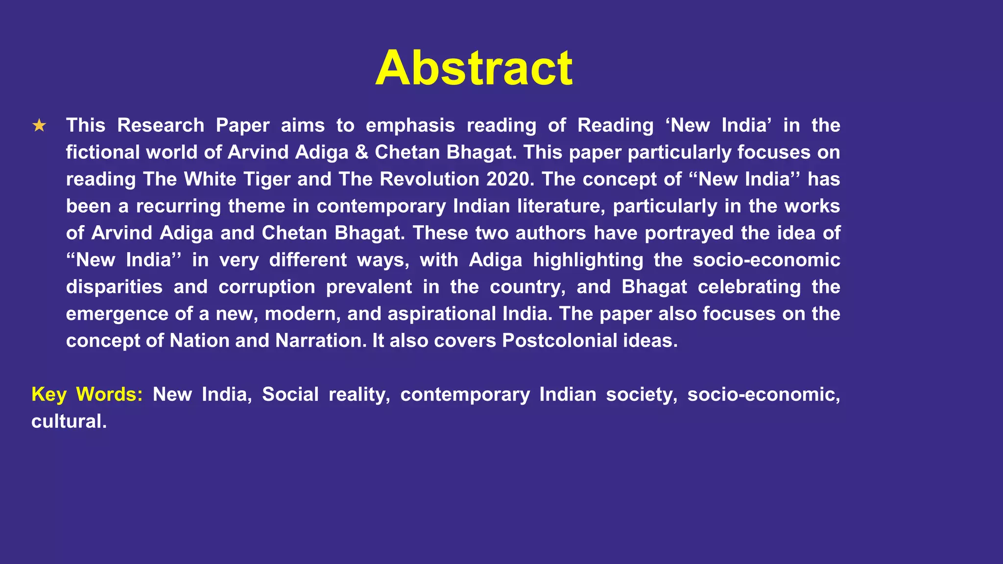Reading New India in the Fiction World of Arvind Adiga and Chetan ...