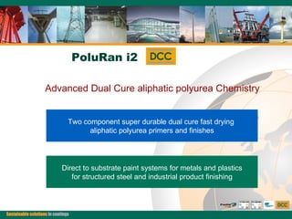 PoluRan i2 Advanced Dual Cure aliphatic polyurea Chemistry Direct to substrate paint systems for metals and plastics for structured steel and industrial product finishing Two component super durable dual cure fast drying  aliphatic polyurea primers and finishes 