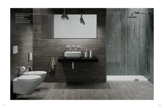 22 23
VASO SOSPESO BULL500 - SEDILE BULL500
BIDET SOSPESO BULL500
LAVABO QUBE 1
PIATTO DOCCIA LINEA
“TUTTO IN FINITURA PANNA”
PIANO LAVABO MOGANO
 