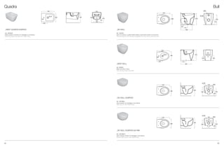 84 85
Quadra
_BIDET QUADRA SOSPESO
Art. BDSQD
Bidet sospeso monoforo con fissaggio a scomparsa
Wall hung single hole bidet with hidden fixing
Ceramica Esedra S.r.l.
Località Quartaccio, snc · 01034 Fabrica di Roma (VT)
Tel. +39 0761 541055 · Fax +39 0761 598449
Info@ceramicaesedra.com · www.ceramicaesedra.com
Art. BDSQD
made in italy
140
420
120
290
240
150
200
330
180
Ceramica Esedra S.r.l.
Località Quartaccio, snc · 01034 Fabrica di Roma (VT)
Tel. +39 0761 541055 · Fax +39 0761 598449
Info@ceramicaesedra.com · www.ceramicaesedra.com
Art. BDSQD
made in italy
140
420
120
290
240
150
200
330
180
Ceramica Esedra S.r.l.
Località Quartaccio, snc · 01034 Fabrica di Roma (VT)
Tel. +39 0761 541055 · Fax +39 0761 598449
Info@ceramicaesedra.com · www.ceramicaesedra.com
SERIES: QUADRA
OBJECT: BIDET SOSPESO
Art. BDSQD
made in italy
140
420
550
120
290
240
100
150
200
330
Ø 45
180
360
_WC BULL
Art. WCBLL
Vaso con scarico a parete trasformabile a pavimento tramite curva tecnica
Free standing wc with wall trap chargeable into floor trap by technical bend
_WC BULL SOSPESO NO RIM
Art. WCSBLR
Vaso sospeso rimless con fissaggio a scomparsa
Rimless wall hung wc with hidden fixing
_BIDET BULL
Art. BDBLL
Bidet monoforo a terra
Free standing single hole bidet
_WC BULL SOSPESO
Art. WCSBLL
Vaso sospeso con fissaggio a scomparsa
Wall hung wc with hidden fixing
Bull
355
175
ø55
ø100
110
420
170
380
SERIES: BULL
OBJECT: WC
360
355
175
ø55
ø100
110
420
530
170
380
355
175
ø55
ø100
110
420
170
380
Ø 45
360
65
225
420
150
120
200
530
SERIES: BULL
OBJECT: BIDET
170
380
165
Ceramica Esedra S.r.l.
Località Quartaccio, snc · 01034 Fabrica di Roma (VT)
Tel. +39 0761 541055 · Fax +39 0761 598449
Info@ceramicaesedra.com · www.ceramicaesedra.com
Art. WCSBLL
made in italy
SERIES: BULL
OBJECT: WC SOSPESO
ø100
420
360
330365
235
530
180 ø55
Ceramica Esedra S.r.l.
Località Quartaccio, snc · 01034 Fabrica di Roma (VT)
Tel. +39 0761 541055 · Fax +39 0761 598449
Info@ceramicaesedra.com · www.ceramicaesedra.com
Art. WCSBLL
made in italy
SERIES: BULL
OBJECT: WC SOSPESO
ø100
420
360
330365
235
530
180 ø55
Ø 45
360
65
225
420
150
120
200
530
SERIES: BULL
OBJECT: BIDET
170
380
165
Ceramica Esedra S.r.l.
Località Quartaccio, snc · 01034 Fabrica di Roma (VT)
Tel. +39 0761 541055 · Fax +39 0761 598449
Info@ceramicaesedra.com · www.ceramicaesedra.com
Art. WCSBLL
made in italy
SERIES: BULL
OBJECT: WC SOSPESO
ø100
420
360
330365
235
530
180 ø55
SERIES: BULL
OBJECT: WC SOSPESO
ø100
420
360
330365
530
180 ø55
Ø 45
360
65
225
420
150
120
200
530
SERIES: BULL
OBJECT: BIDET
170
380
165
Ceramica Esedra S.r.l.
Località Quartaccio, snc · 01034 Fabrica di Roma (VT)
Tel. +39 0761 541055 · Fax +39 0761 598449
Info@ceramicaesedra.com · www.ceramicaesedra.com
Art. WCSBLL
made in italy
SERIES: BULL
OBJECT: WC SOSPESO
ø100
420
360
330365
235
530
180 ø55
Ceramica Esedra S.r.l.
Località Quartaccio, snc · 01034 Fabrica di Roma (VT)
Tel. +39 0761 541055 · Fax +39 0761 598449
Info@ceramicaesedra.com · www.ceramicaesedra.com
Art. WCSBLL
made in italy
SERIES: BULL
OBJECT: WC SOSPESO
ø100
420
360
330365
235
530
180 ø55
 