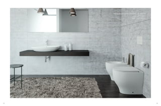 12 13
VASO A TERRA NO-RIM FOX - SEDILE SLIM FOX - BIDET FOX
LAVABO FLAT 4
“TUTTO IN FINITURA PANNA”
PIANO LAVABO MOGANO
 