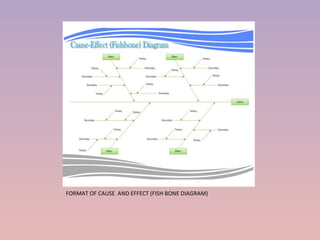 FORMAT OF CAUSE  AND EFFECT (FISH BONE DIAGRAM) 