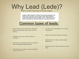 Feature Leads News Feature Format | PPT