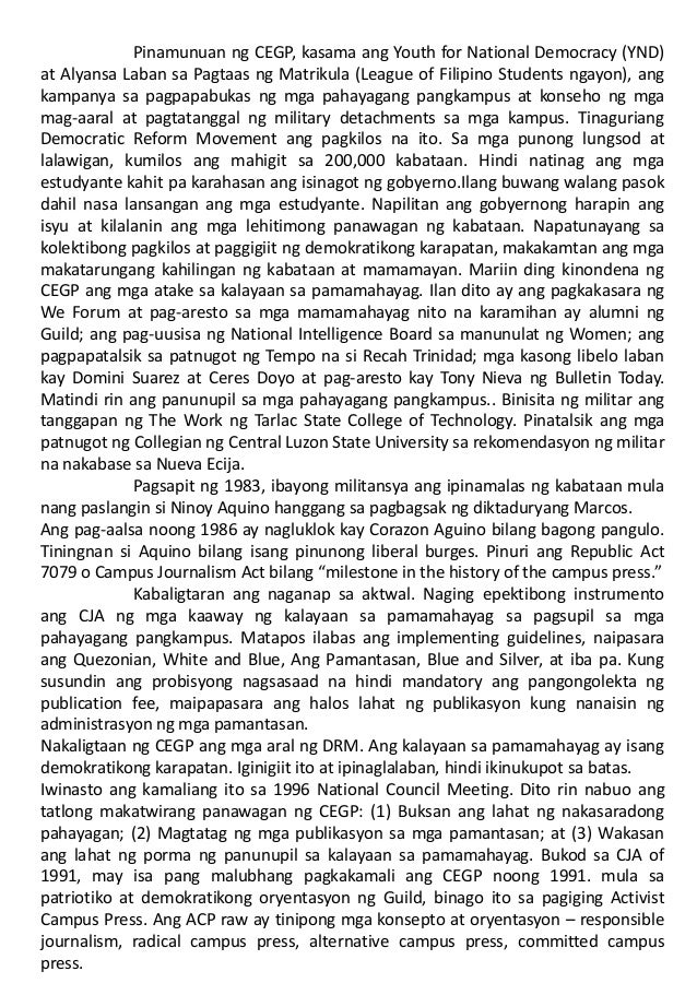 Kompletong kasaysayan ng Pahayagan at Pahayagang Pangkampus sa Pilipi…