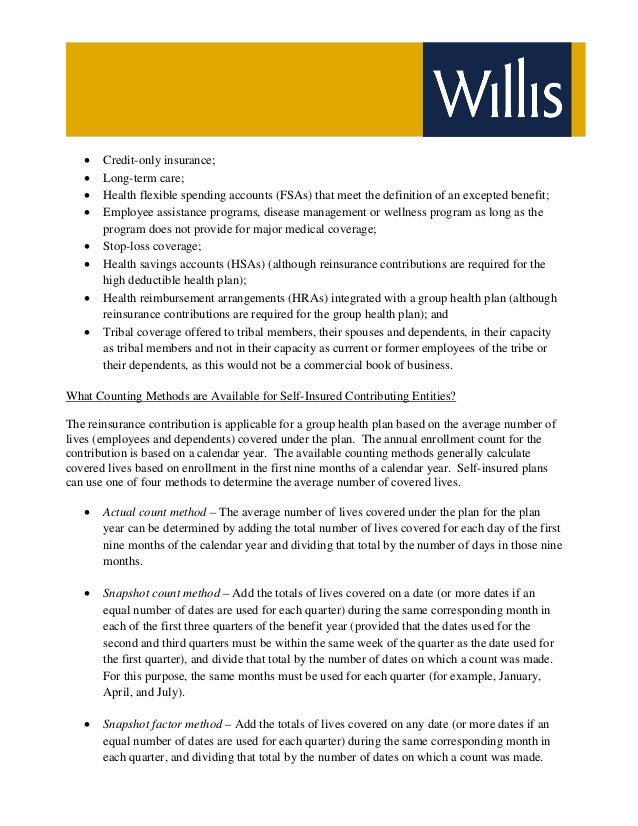 News Flash October 27 2014 Transitional Reinsurance Fee ...