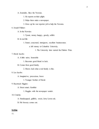 Newsies Rally Script Newsies | DOCX