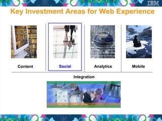 Key Investment Areas for Web Experience




       Content    Social             Analytics   Mobile

                           Integration




43
 