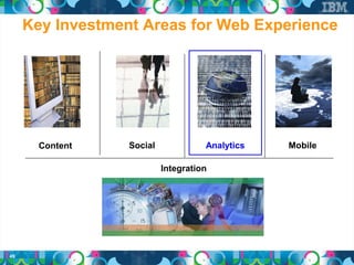 Key Investment Areas for Web Experience




       Content    Social             Analytics   Mobile

                           Integration




49
 