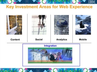 Key Investment Areas for Web Experience




       Content    Social             Analytics   Mobile

                           Integration




57
 