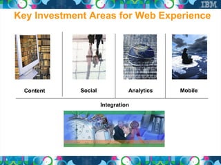 Key Investment Areas for Web Experience




      Content    Social             Analytics   Mobile

                          Integration




6
 