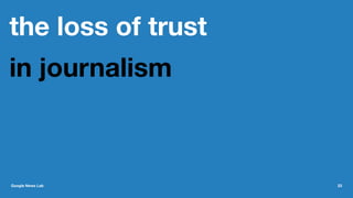 the loss of trust
in journalism
Google News Lab 23
 