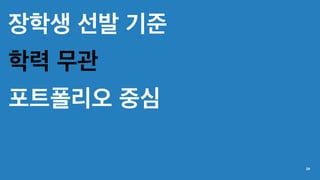 장학생 선발 기준
학력 무관
포트폴리오 중심
24
 