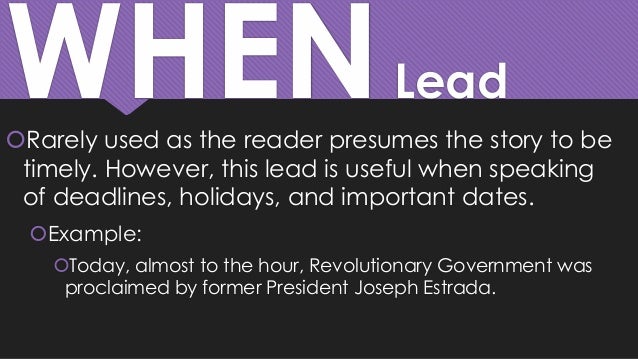 types of news lead news leads