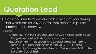 newsleadwriting-journalism news lead writing for grade 7.pptx