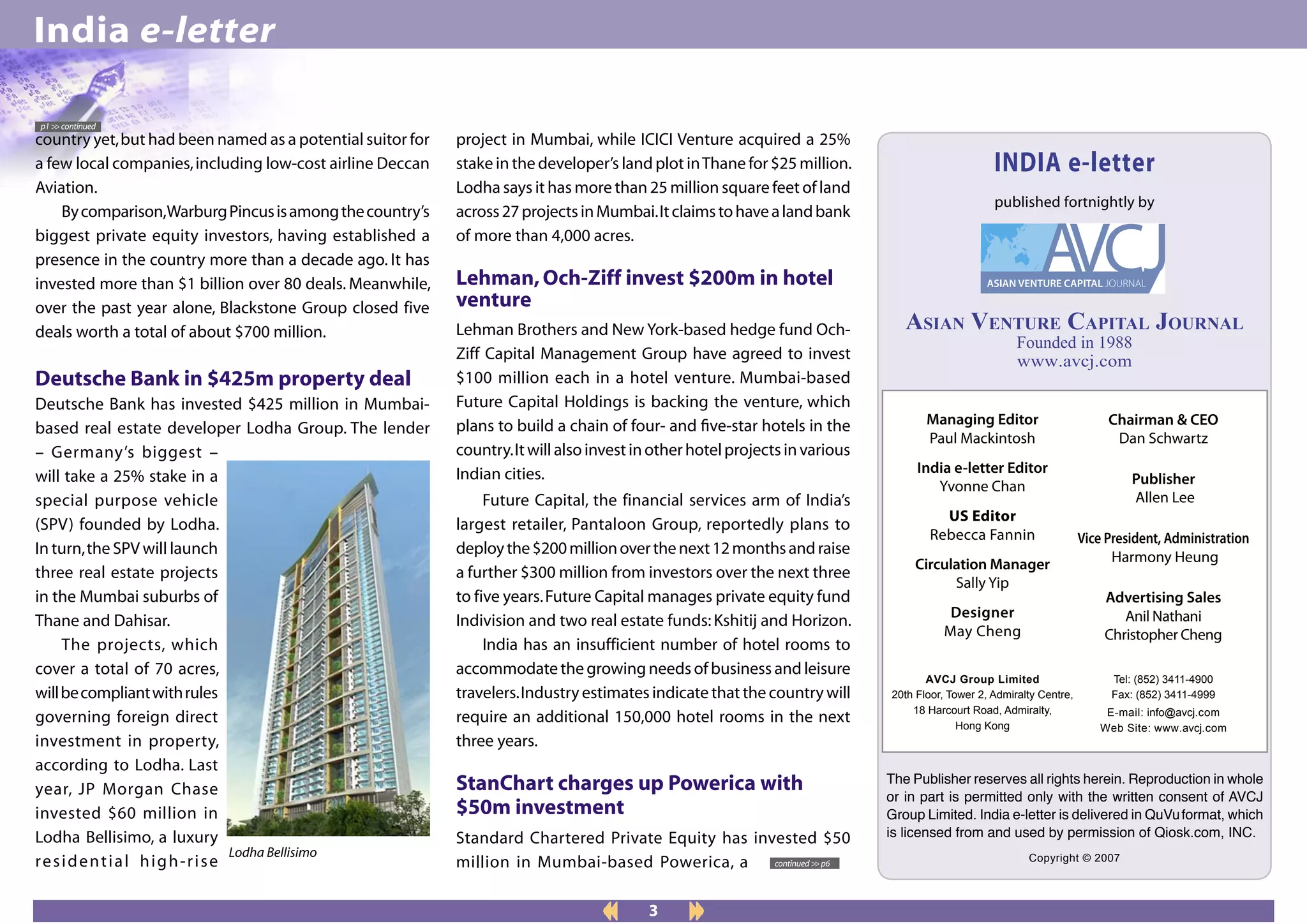 AVCJ - News Letter Oct 15 2007