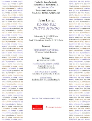 Invitación a la presentación 'Diario del Nuevo Mundo' de Juan Larrea