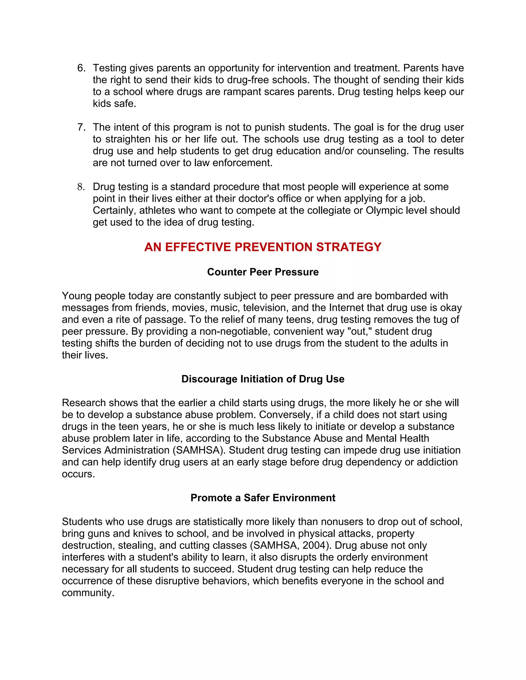 School Drug Testing Newsletter | PDF