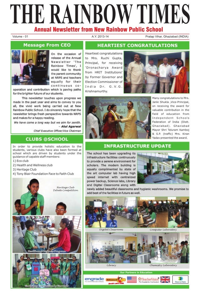 new rainbow public school newsletter 2013 14 school news letter