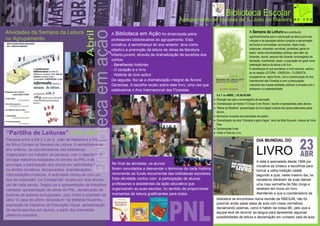 Atividades da Semana da Leitura                                                                                                                        A Semana da Leitura tem contribuído
                                                            A Biblioteca    em Ação foi dinamizada pelos                                               significativamente para a valorização da leitura junto das
no Agrupamento                                              professores bibliotecários do agrupamento. Esta                                            crianças e da população adulta e propicia a aproximação
                                                            iniciativa, à semelhança do ano anterior, teve como                                        da Escola à comunidade, envolvendo, deste modo,
                                                            objetivo a promoção da leitura de obras da literatura                                      autarquias, empresas, escritores, jornalistas, gente do
                                                                                                                                                       teatro, várias individualidades públicas, para além de
                                                            infanto-juvenil, através da dramatização de excertos dos                                   docentes, alunos, pessoal não docente, encarregados de
                                                            contos:                                                                                    educação, mobilizando, assim, a população em geral numa
                                                            - Baralhando histórias                                                                     celebração festiva da leitura e do livro.
                                                            - O coração e o livro                                                                      À semelhança do que aconteceu a nível nacional, centrou-
                                                                                                                                                       se na relação LEITURA – ENERGIA – FLORESTA,
                                                            - História do livro activo                                                                 conjugando-se, desta forma, com a comemoração do Ano
                                                            De seguida, fez-se a dramatização integral de Árvore                                       Internacional das Florestas e com a preocupação
                                                            Generosa. A escolha recaiu sobre este livro, uma vez que                                   crescente das nossas entidades públicas e privadas com o
                                                            celebramos o Ano Internacional das Florestas.                                              ambiente e a sustentabilidade.

                                                                                                                          5 e 7 de ABRIL | 18.30-20.00h
                                                                                                                         Receção aos pais e encarregados de educação.
                                                                                                                         Dramatização da história “O Grupo D em Roma”, escrita e representada pelos alunos.
                                                                                                                         “Manta de Retalhos” apresentação do livro digital e leitura dos textos elaborados pelos
                                                                                                                          alunos.
                                                                                                                         Momentos musicais acompanhados de poesia..
                                                                                                                         Dramatização da obra “Cristalina a gota d’água”, texto de Mizé Rouxinol, música de Victor
                                                                                                                          Dias.
                                                                                                                         Declamações livres.
“Partilha de Leituras” 8 de Abril                                                                                        Visita à Feira do Livro.

Parceria entre a EB 2,3 de S. João da Madeira e a ES João                                                                                                    DIA MUNDIAL DO
da Silva Correia na Semana da Leitura. À semelhança do
ano anterior, as coordenadoras das bibliotecas
organizaram um trabalho de parceria, com o objectivo de                                                                                                      LIVRO
divulgar trabalhos realizados no âmbito do PNL e de                                                                                                          A data é assinalada desde 1996 por
encorajar a participação dos alunos em actividades livres   No final da atividade, os alunos
                                                                                                                                                             iniciativa da Unesco e escolhida para
no âmbito da leitura: declamações, dramatizações,           foram convidados a desvendar o términos de cada história,                                        honrar a velha tradição catalã
interpretações musicais. A actividade iniciou-se com um     recorrendo ao fundo documental das bibliotecas escolares.                                        segundo a qual, neste mesmo dia, os
duo de violoncelo “La Comparcita” tocado por dois alunos,   Esta atividade contou com a participação de alunos,                                              cavaleiros oferecem às suas damas
um de cada escola. Seguiu-se a apresentação de trabalhos    professores e assistentes da ação educativa que                                                  uma rosa vermelha de São Jorge e
variados: apresentação de obras do PNL, declamação de       organizaram as suas escolas, no sentido de proporcionar                                          recebem em troca um livro.
                                                            momentos de leitura gratificantes para todos.                                                    Atendendo a que a coordenadora da
poemas de autores portugueses, Jazz chant a propósito da
obra “O caso do último dinossauro” de Mafalda Moutinho,                                                                   biblioteca se encontrava numa reunião da RBESJM, não foi
exposição de trabalhos de Educação Visual, apresentação                                                                   possível andar pelas salas de aula com rosas vermelhas
                                                                                                                          declamando poemas, como é hábito da nossa BE, pelo que a
de textos escritos por alunos, a partir dos elementos
                                                                                                                          equipa teve de recorrer ao blogue para apresentar algumas
plásticos expostos.                                                                                                       possibilidades de leitura e declamação em contexto sala de aula.
 