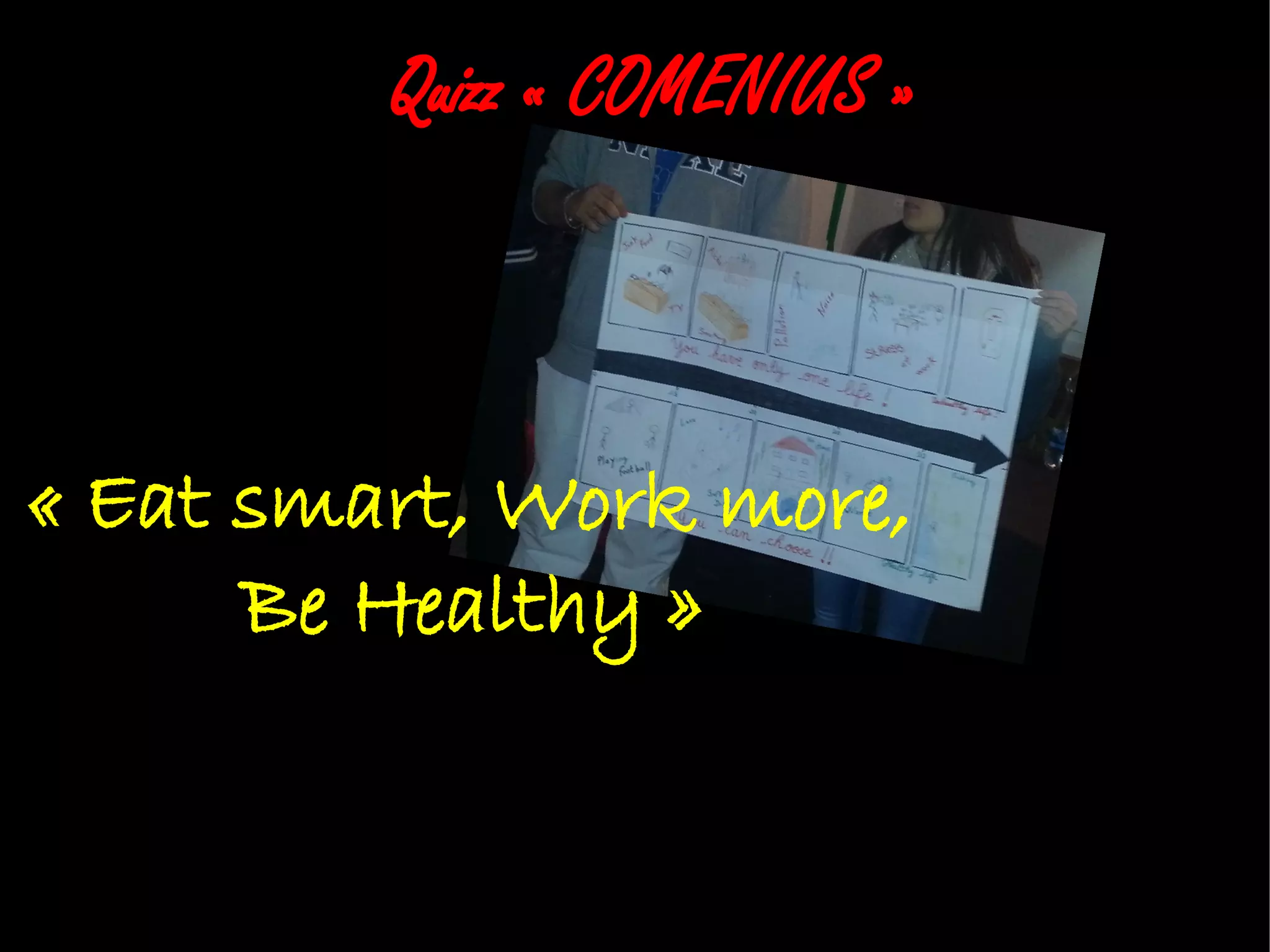 Quizz « COMENIUS »Quizz « COMENIUS »
« Eat smart, Work more,
Be Healthy »
 