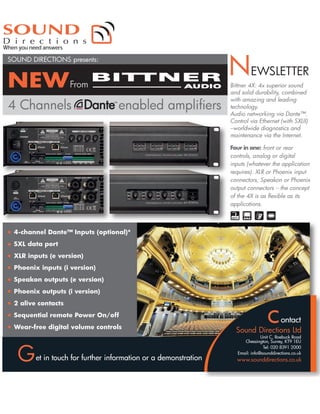 New from Bittner Audio- 4 channels DANTE enabled amplifiers